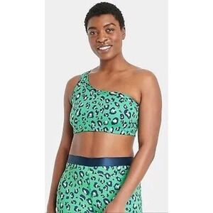 All in Motion One Shoulder Sports Bra‎ Leopard Print Removable Pads 4X NWT
